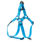 Side view of blue waterproof dog harness with durable coated webbing